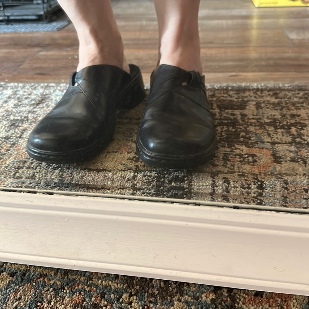 Clarks Black Mules